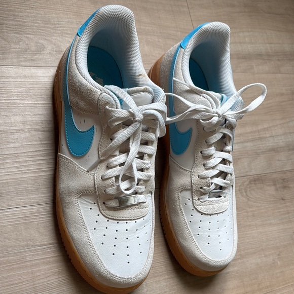 Nike Other - Nike Air White and Blue Sneakers with Brown Sole